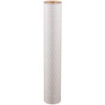 A tall roll of wallpaper presents a subtle light gray geometric triangle pattern on a white background to complement any decor. Echoing the sturdiness of 48 Reinforced Kraft Paper Rolls (300/Roll), it offers style and durability for your walls.