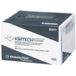 A sleek white box of Kimtech® 1 Ply 4.4 x 8.4 Precision Low-Lint Wipes by Kimberly-Clark Professional contains 280 wipes per box, totaling 16800 wipes per case, with item number 05511 and product details in black.
