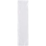 A clear, long, narrow plastic bag is displayed on a white background, perfectly showcasing the MH-USA 24 x 24 - Clear Can Liners (1000/Case), which blend practicality and durability in a streamlined design.