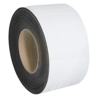LH124.jpg A large roll of black adhesive tape, showcasing its brown cardboard core, is displayed against a white background, similar to MH-USA 3 x 50 White Warehouse Labels Magnetic Rolls.