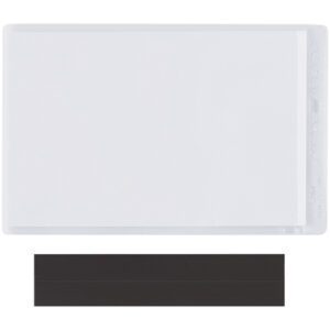 The description highlights a clear rectangular cutting mat with a frosted surface for precision tasks, shown atop a black strip, and how it enhances organization when used with 4 x 6 Super-Scan® Magnetic Vinyl Envelopes (50/Case).