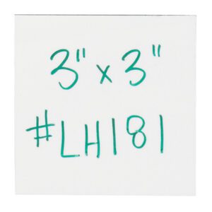 A white square card features green text reading 3 x 3 above #LH181, similar to MH-USA 3 x 3 White Warehouse Labels - Magnetic Strips (25/Case).