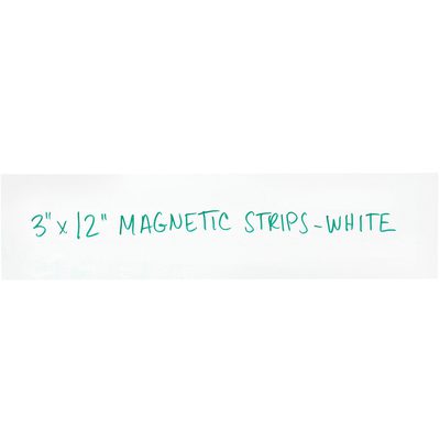 LH185.jpg A white magnetic strip with green text says MH-USA 3 x 12 White Warehouse Labels - Magnetic Strips (25/Case).