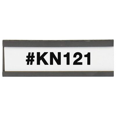 LH191.jpg A rectangular sign with a black frame shows #KN121 in bold black on white, similar to the MH-USA 1 x 3 Magnetic C-Channel Cardholders (25/Case), combining practicality and simplicity.