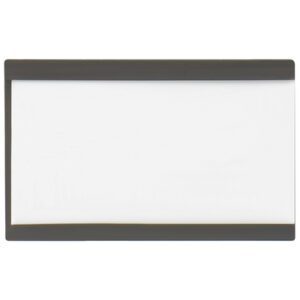 A front-facing rectangular whiteboard with a dark gray frame offers a blank surface for writing or drawing, and can be organized using MH-USA 2 x 3 Magnetic C-Channel Cardholders (25/Case), perfect for displaying notes and labels.