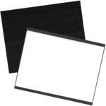 Two overlapping rectangular frames create an artistic display; the top one is reminiscent of MH-USA 3 x 4 Magnetic C-Channel Cardholders with a white center and thin black border, while the bottom one is black. Both are tilted against a pristine white background.