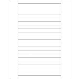 Image of a lined sheet with horizontal black writing lines and left and right margins resembling MH-USA 1/2 x 6 Plastic Label Holder Insert Cards. The background is pristine white.