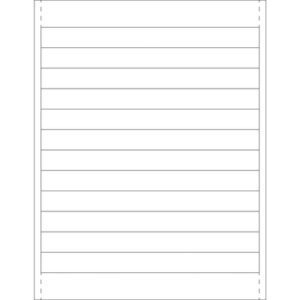 A blank sheet of lined paper, similar to MH-USA 3/4 x 8 Plastic Label Holder Insert Cards (600/Case), has a white background with evenly spaced horizontal lines and light vertical margins on the sides, ideal for notes or labeling.