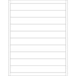 Evenly spaced horizontal lines on a plain sheet mimic MH-USA 1 x 8 Plastic Label Holder Insert Cards (500/Case), creating organized sections for writing or notes.