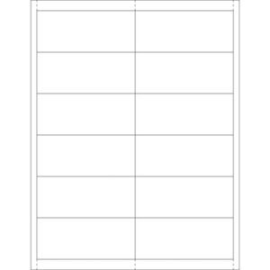 A white 4x3 grid featuring 12 equal rectangles outlined in thin black lines is perfect for neatly showcasing MH-USA 1 11/16 x 4 Plastic Label Holder Insert Cards (600/Case) within each labeled section.