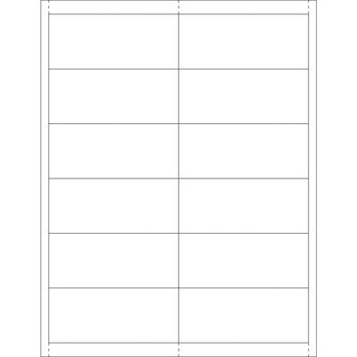 LH252.jpg A white 4x3 grid featuring 12 equal rectangles outlined in thin black lines is perfect for neatly showcasing MH-USA 1 11/16 x 4 Plastic Label Holder Insert Cards (600/Case) within each labeled section.