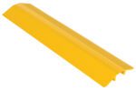 The Vestil Alum Hose/Cable Crossover 36 In Yellow protects cables with its textured surface and triangular profile. It features parallel ridge lines and open bottom slots to ensure secure cable placement.