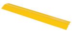 The Vestil Alum Hose/Cable Crossover 48 In Yellow is a corrugated, ridge-like protector designed for construction sites. Its bright color and angular design safely cover hoses or cables, making it perfect for securely crossing roof peaks.