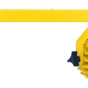 The Vestil Heavy Duty LED Loading Dock Lights 24 In features a yellow industrial LED fixture on a 24-inch arm. Its circular, ribbed design has multiple small LEDs arranged in a circle within a black ring, providing efficient illumination.