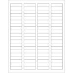The MH-USA 1 3/4 x 1/2 white rectangle laser labels are arranged in three columns with multiple rows, featuring 80 neatly spaced labels per sheet on a crisp white background, packed in a master case of 100 sheets per box.