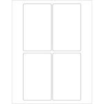 MH-USA 3 x 5 White Rectangle Laser Labels (4/Sheet) offers four equally sized rectangular labels per sheet, arranged in two rows of two, with thin margins for organized labeling.