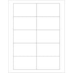 A blank sheet of paper arranged in a grid format features MH-USA 3 1/2 x 2 White Rectangle Laser Labels—10 per sheet with two columns and five rows, outlined on a white background.