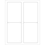 A blank white sheet of paper featuring MH-USA 3 1/2 x 5 White Rectangle Laser Labels (4/Sheet), outlined in light gray and arranged in two rows and two columns.