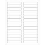 The MH-USA 3 7/16 x 2/3 White Rectangle Laser Labels (30/Sheet) have blank rectangular labels with black outlines on a white background, featuring rounded corners and two columns for efficient organization.