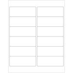 A sheet with 12 MH-USA 4 x 1 1/2 white rectangle laser labels arranged in a grid of three columns and four rows, evenly spaced on a crisp white background.