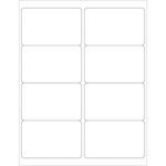 The MH-USA 4 x 2 1/2 White Rectangle Laser Labels feature eight labels arranged in two columns of four per sheet, ideal for laser printing. With 100 sheets per box, they offer a perfect solution for your labeling needs.