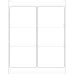 The MH-USA 4 x 3 White Rectangle Laser Labels feature six blank labels per sheet in a 2x3 layout on a white background, with each box containing 100 sheets.