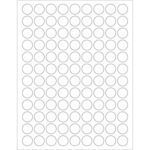 A grid of evenly spaced, identical empty circles in rows and columns on a white background, similar to MH-USA 3/4 White Circle Laser Labels - 108 Labels/Sheet (100/Box).
