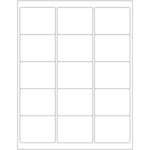 The MH-USA 2 5/8 x 2 white rectangle laser labels are arranged in a grid, originally designed for 15 labels per sheet but now feature a layout of 16 evenly spaced labels on a crisp white background.