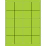 The MH-USA 2 x 2 fluorescent green rectangle laser labels have a grid of 4 columns and 5 rows on each sheet, totaling 20 vibrant labels with black lines per sheet, perfect for adding a bright touch to your projects.