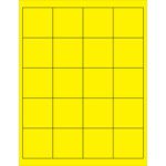 A 4x4 grid of yellow squares with black outlines, resembling MH-USA 2 x 2 Fluorescent Yellow Rectangle Laser Labels, is enclosed by a thicker yellow border.