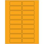This sheet has MH-USA 3 x 1 fluorescent orange rectangle laser labels, arranged in three columns and seven rows, totaling twenty-one labels bordered by thin black lines.
