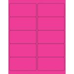 A sheet of MH-USA 4 x 2 Fluorescent Pink Rectangle Laser Labels features 10 rectangular labels with rounded corners, arranged in a grid of two columns and five rows.