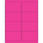 MH-USA 4 x 2 1/2 fluorescent pink rectangle laser labels brighten projects with their vivid hue, featuring eight rounded-corner labels per sheet in two columns and four rows. Available in boxes of 100 sheets, theyre ideal for any labeling need.