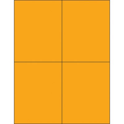 LL183OR.jpg An image of MH-USA 4 1/4 x 5 1/2 Fluorescent Orange Rectangle Laser Labels (4/Sheet) shows them arranged in a square with a central cross-like line, forming a 2x2 grid.