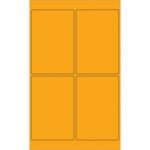 The MH-USA 4 x 6 fluorescent orange rectangle laser label is segmented into four vertical sections by thin black lines.