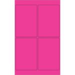 A magenta sheet of MH-USA 4 x 6 Fluorescent Pink Rectangle Laser Labels (4/Sheet) is organized in two rows with two labels per row, creating a vibrant contrast against the white background.