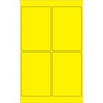 A sheet of MH-USA 4 x 6 fluorescent yellow laser labels with rounded corners in a neat 2x2 grid (4 labels per sheet).