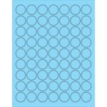 A grid of black circles evenly spaced on a light blue background resembles MH-USAs 1 Fluorescent Pastel Blue Circle Laser Labels, featuring neat alignment across seven rows and nine columns.