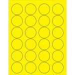 The MH-USA 1 5/8 fluorescent yellow laser labels include four columns and six rows of evenly spaced circles, offering 24 vibrant labels per sheet for efficient organization.
