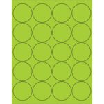 The MH-USA 2 Fluorescent Green Circle Laser Labels feature a grid of black-outlined circles on a bright green background, with four rows and five circles each, offering 20 labels per sheet. Perfect for task organization, they come in a box containing 100 sheets.