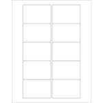 An image of MH-USA 3 x 2 weather-resistant laser labels shows ten rectangular labels per sheet, organized in two columns and five rows, each with a thin border on a white background.