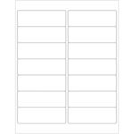 The MH-USA 4 x 1 1/3 Weather-Resistant Laser Labels consist of three columns and five rows, totaling 15 rounded rectangular labels, evenly spaced on a simple white background. Despite this arrangement, they are listed as having 14 labels per sheet.