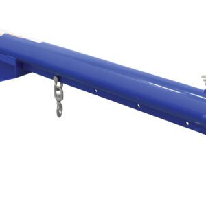 The blue Vestil Lift Master Carriage Mount Class 2 has multiple hooks, a yellow end section, and several attachment points for hoisting tasks. Its sleek metal design supports optimal rigging and a robust 4K capacity.