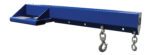 The blue metal Vestil Econo 8K 36 In Lift Boom features two hooks and a rectangular design with multiple holes, perfect for forklift extension. The sloped section optimizes functionality.
