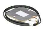 This rectangular electronic heating pad with attached cables and connectors is as essential for safety as the Vestil Truck Seat Option - Seat Safety Switch. The black pad has a white square center and thin profile, perfect for precise heating applications.