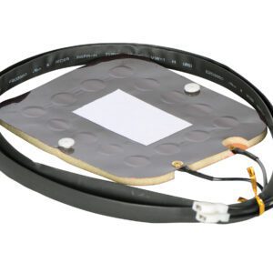 This rectangular electronic heating pad with attached cables and connectors is as essential for safety as the Vestil Truck Seat Option - Seat Safety Switch. The black pad has a white square center and thin profile, perfect for precise heating applications.
