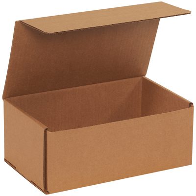 M1064K.jpg An open brown 10 x 6 x 4 Kraft Corrugated Mailer with a flap lid is shown against a white background, highlighting its simplicity and durability. Perfect for shipping needs, these boxes are available in bundles of 50.
