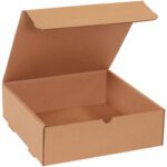 These 11 1/2 x 11 1/2 x 3 3/4 Kraft Literature Mailers, available in bundles of 50, feature a hinged lid and plain design, providing a practical solution for packaging or storage.