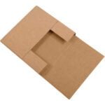 A 12 1/2 x 12 1/2 x 2 1/2 Kraft Easy-Fold Mailer from the bundle of 50 is shown flat on a white background with partially unfolded brown flaps.