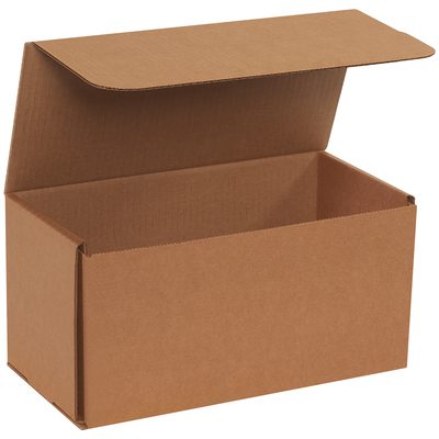 M1266K.jpg The 12 x 6 x 6 Kraft Corrugated Mailers, displayed against a white backdrop, feature a hinged lid and come in bundles of 50. They provide durable and reliable protection for all your shipping needs.
